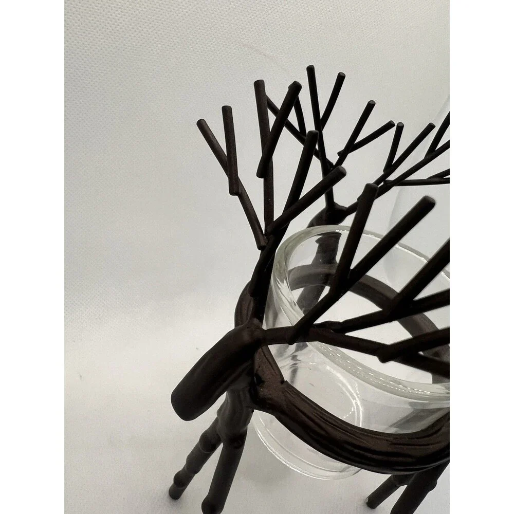 Yankee Candle Reindeer Buck Deer Metal Votive Candle Holder Rustic Holiday